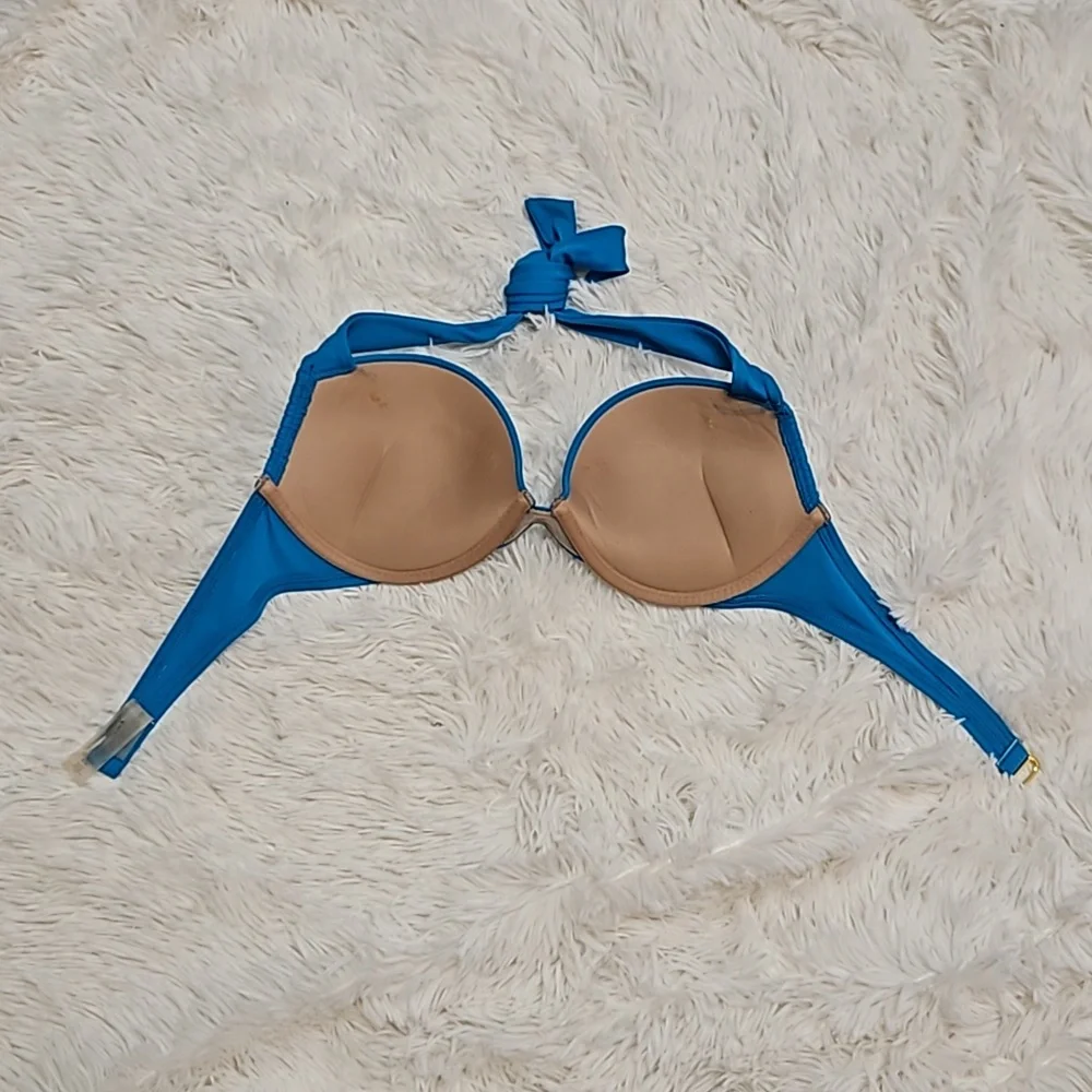 Victoria's Secret Bombshell Sexy Bikini top pushup Swim halter  Bra Blue 36 B - Picture 5 of 8